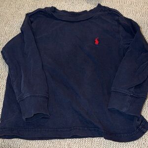 Polo by Ralph Lauren Navy Long Sleeve Tee with Red Logo